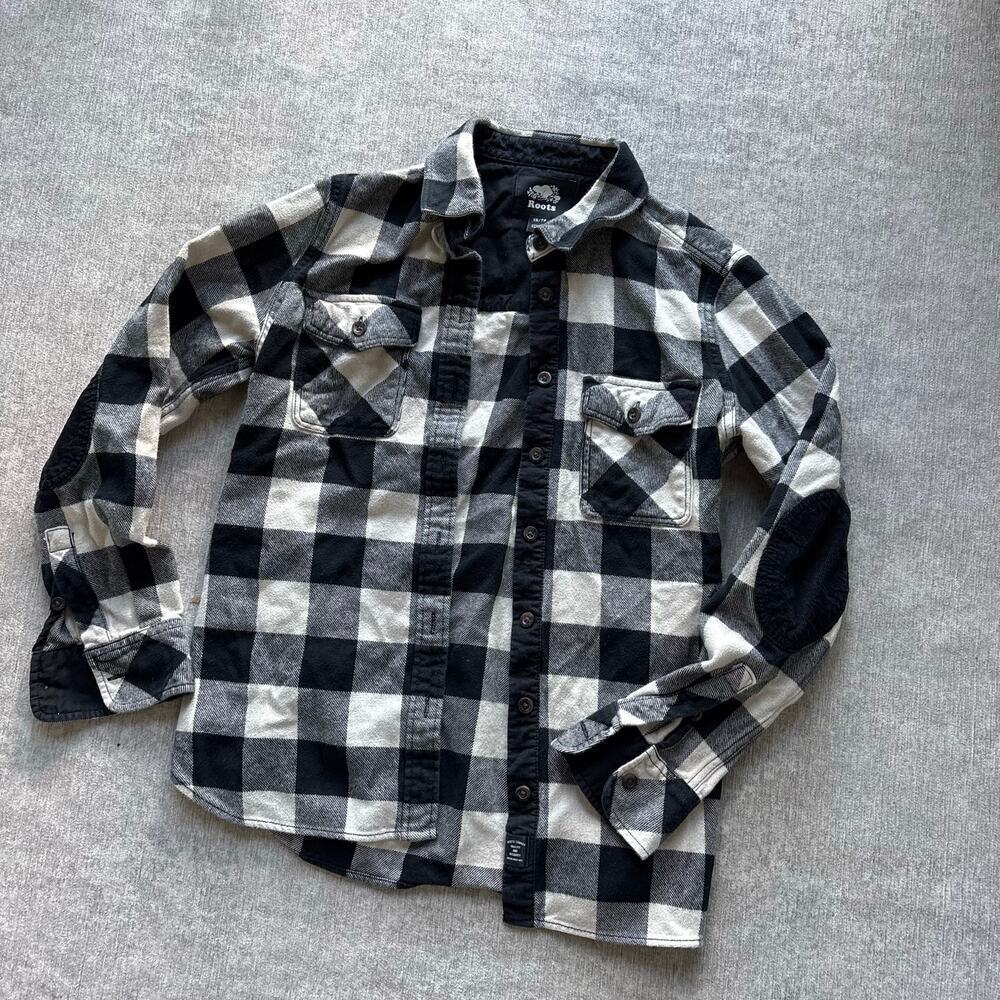 Roots Black White Flannel Shirt Jacket